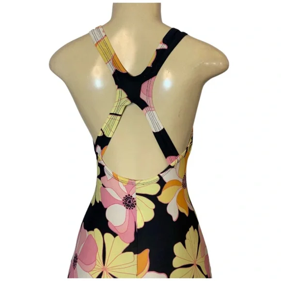 Speedo One Piece Swimsuit Racerback Black Floral Sz 8 Full Coverage UPF 50+ - Picture 8 of 10